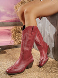 Women's Outdoor Fashion Casual Mid-Calf Boots – Pointed Toe, Low Block Heel (<3cm) – Winter 2026